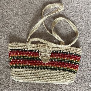 Handmade Multi Colored Stripe Straw Bag